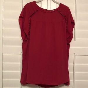 LOFT burnt red short sleeve blouse size XL